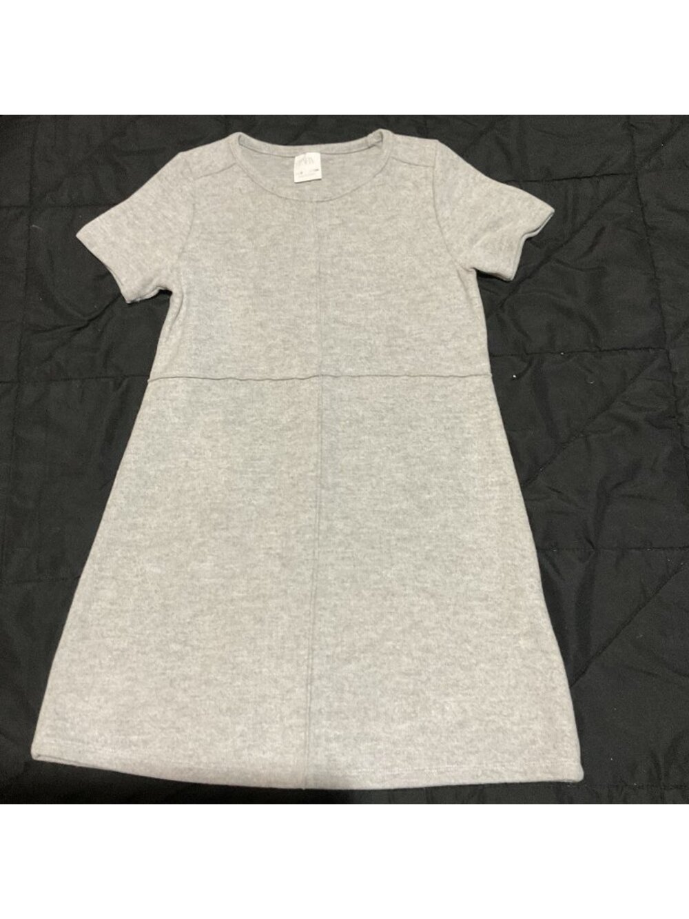 Zara Girls Short Sleeve Soft Touch Sweater Dress gray cozy ribbed Size 9